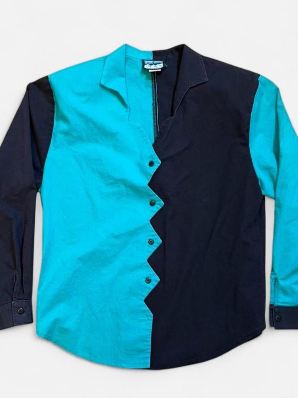 Vintage 1980s 1990s Cheyenne Outfitters Teal Blue and Black Button Up Blazer